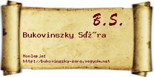 Bukovinszky Sára névjegykártya